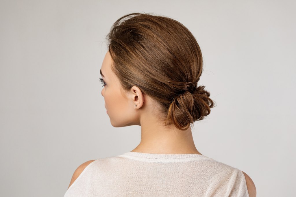 woman with low chignon hairstyle