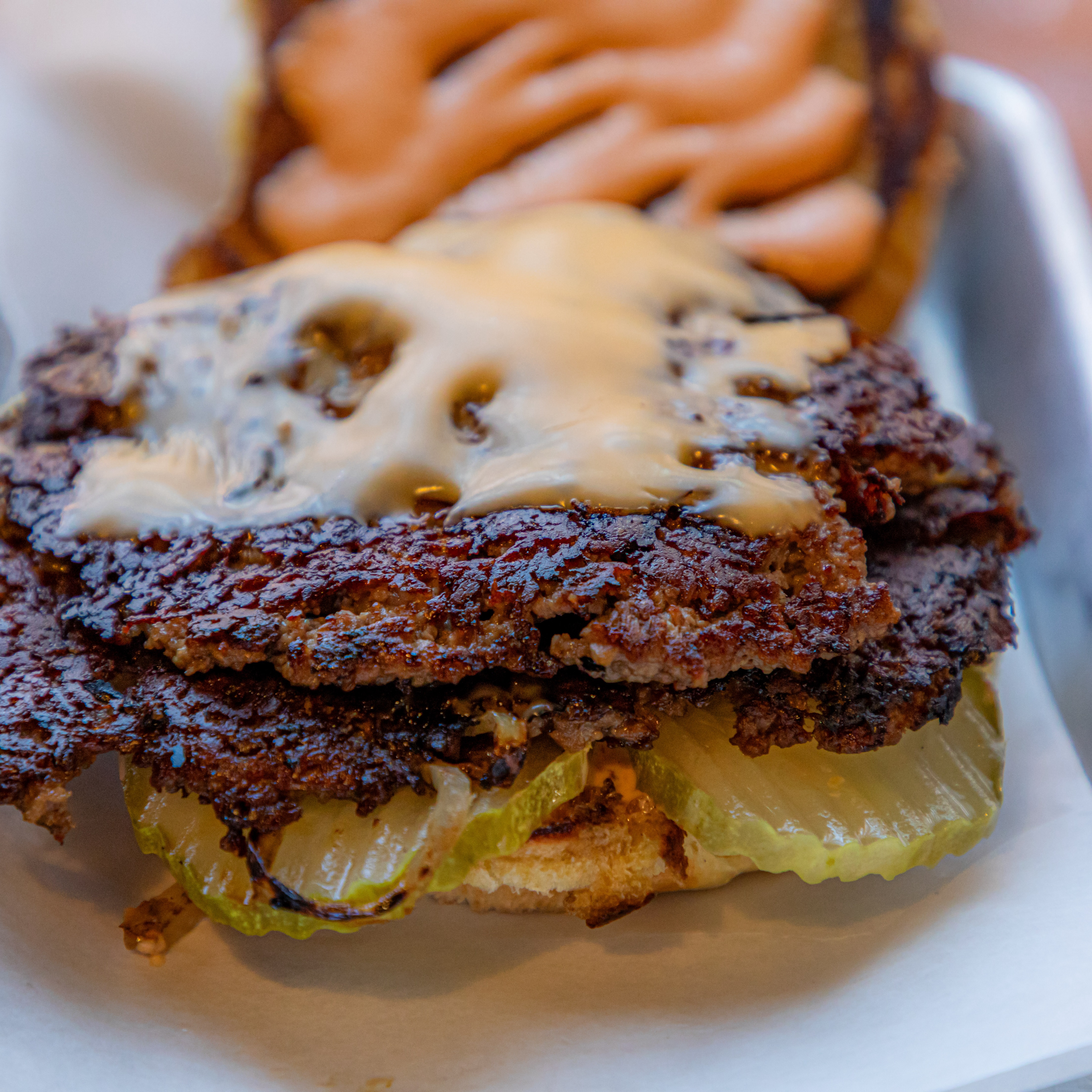 Smashburger with open bun