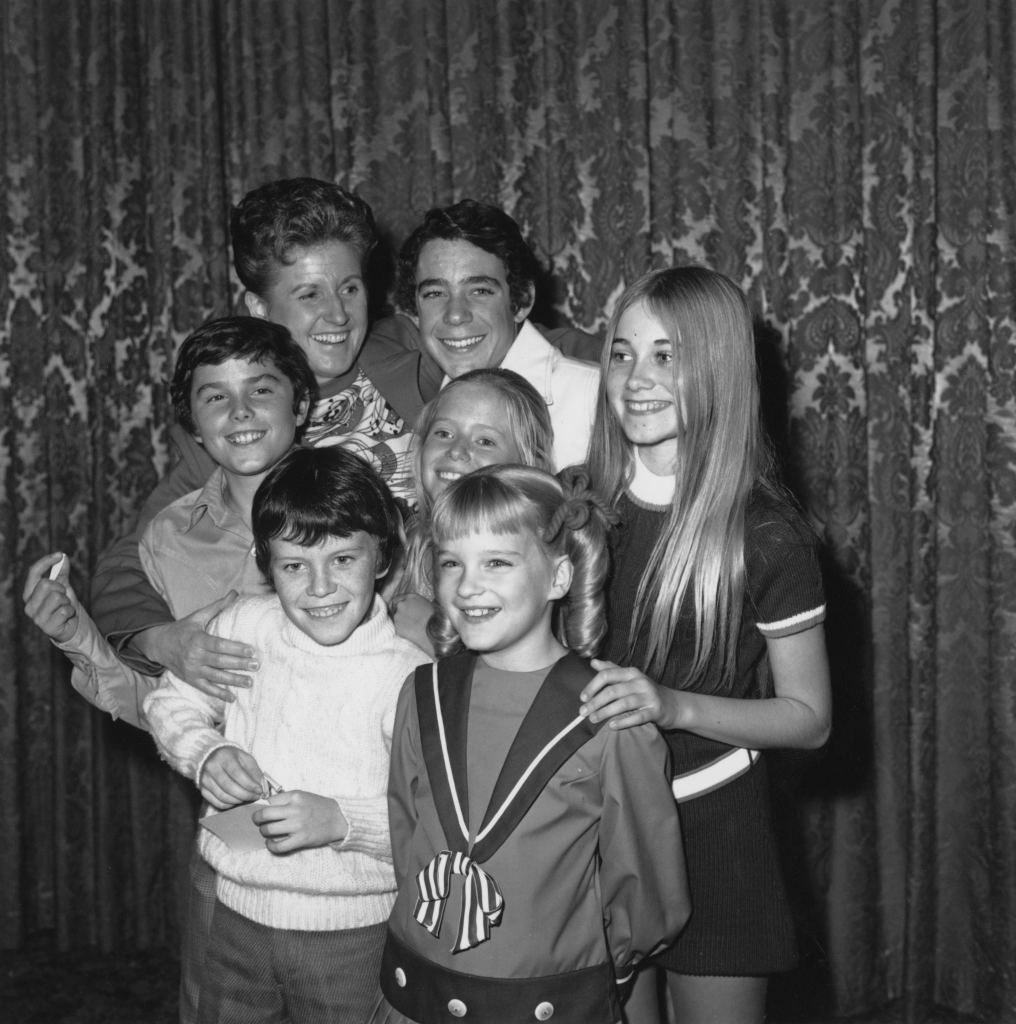 American actress Ann B. Davis (1926 - 2014, top left) with the child members of the cast of the US TV sitcom 'The Brady Bunch', 1970. Susan Olsen is at centre and the others (clockwise, from top, centre) are: Barry Williams, Maureen McCormick, Susan Olsen, Mike Lookinland and Christopher Knight. 