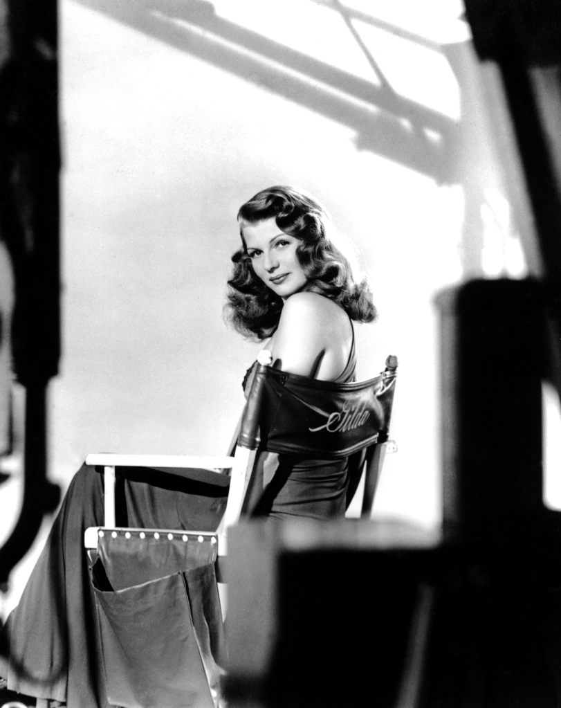 Rita Hayworth on the set of GILDA, 1946