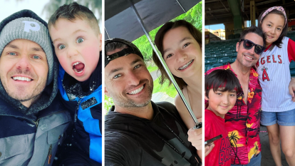 Left to right: Hallmark stars Paul Campbell, Wes Brown and Brennan Elliott with their kids