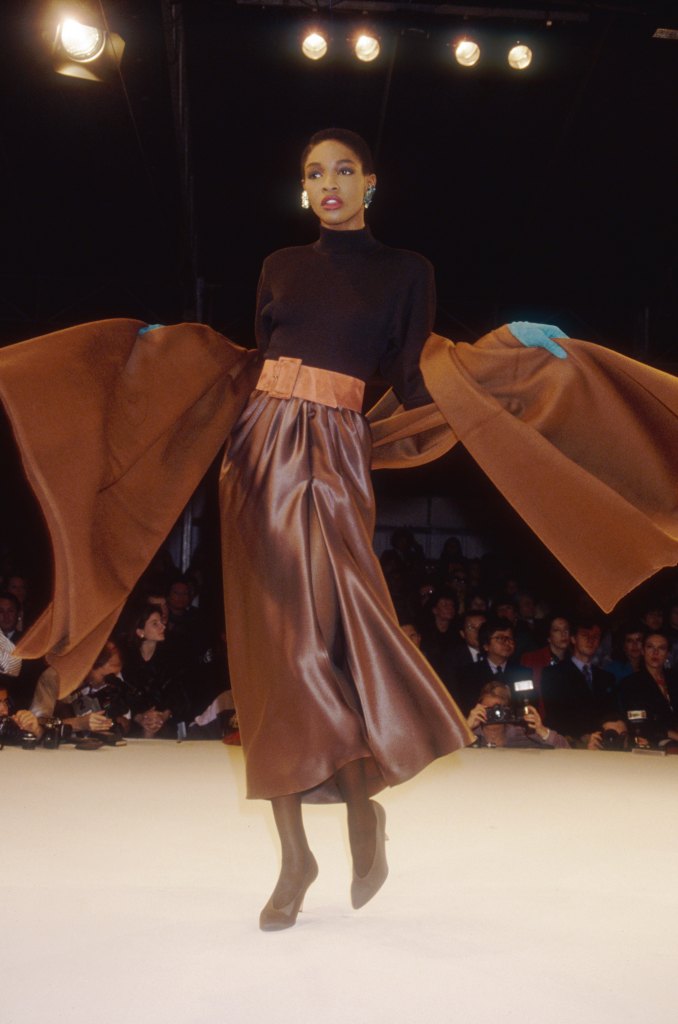 Roshumba Williams walks the Yves Saint Laurent runway in 1988