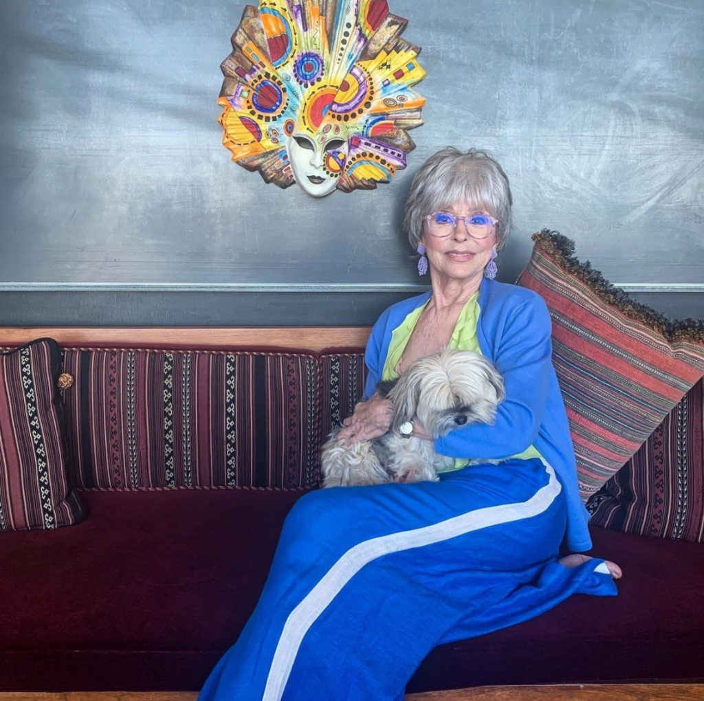 Rita Moreno with her dog in 2020