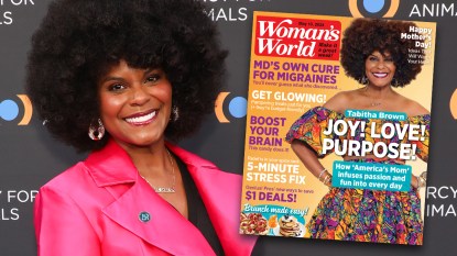 Tabith Brown on the red carpet on the cover of Woman's World magazine
