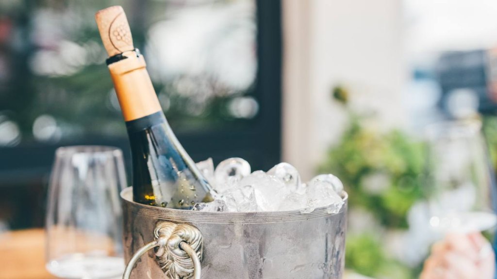 Champagne bucket over ice