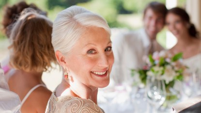 Woman with a wedding guest hairstyle