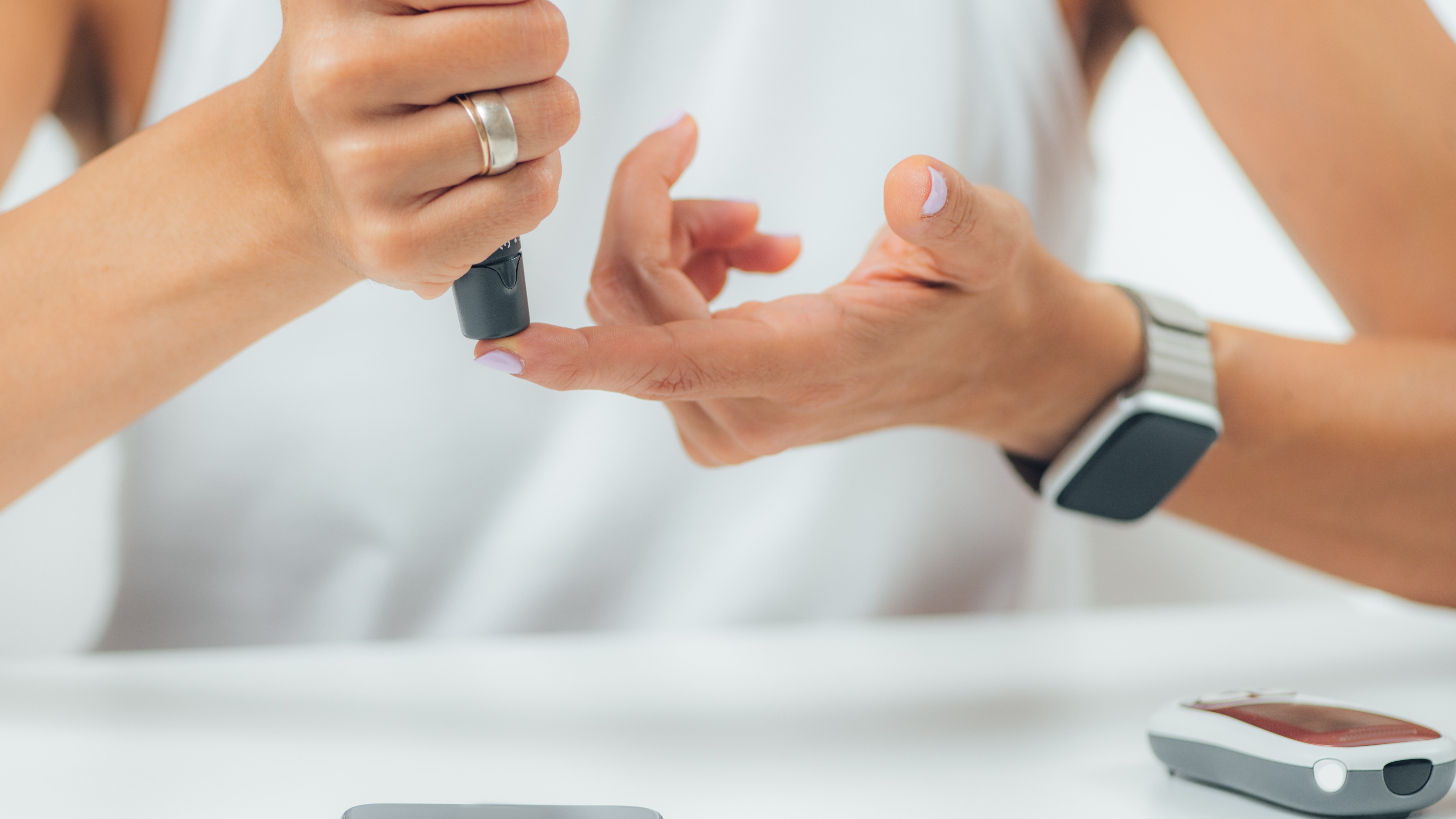 Woman taking her A1C levels