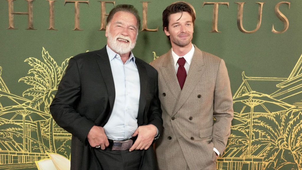 Arnold Schwarzenegger and Patrick Schwarzenegger in 2025