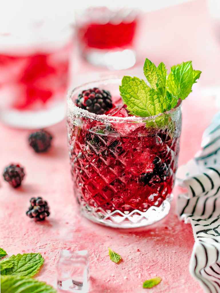 A blackberry bourbon cocktail