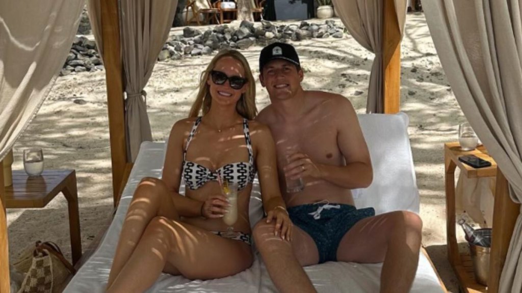 Paige Drummond-Andersen and David Andersen on their honeymoon