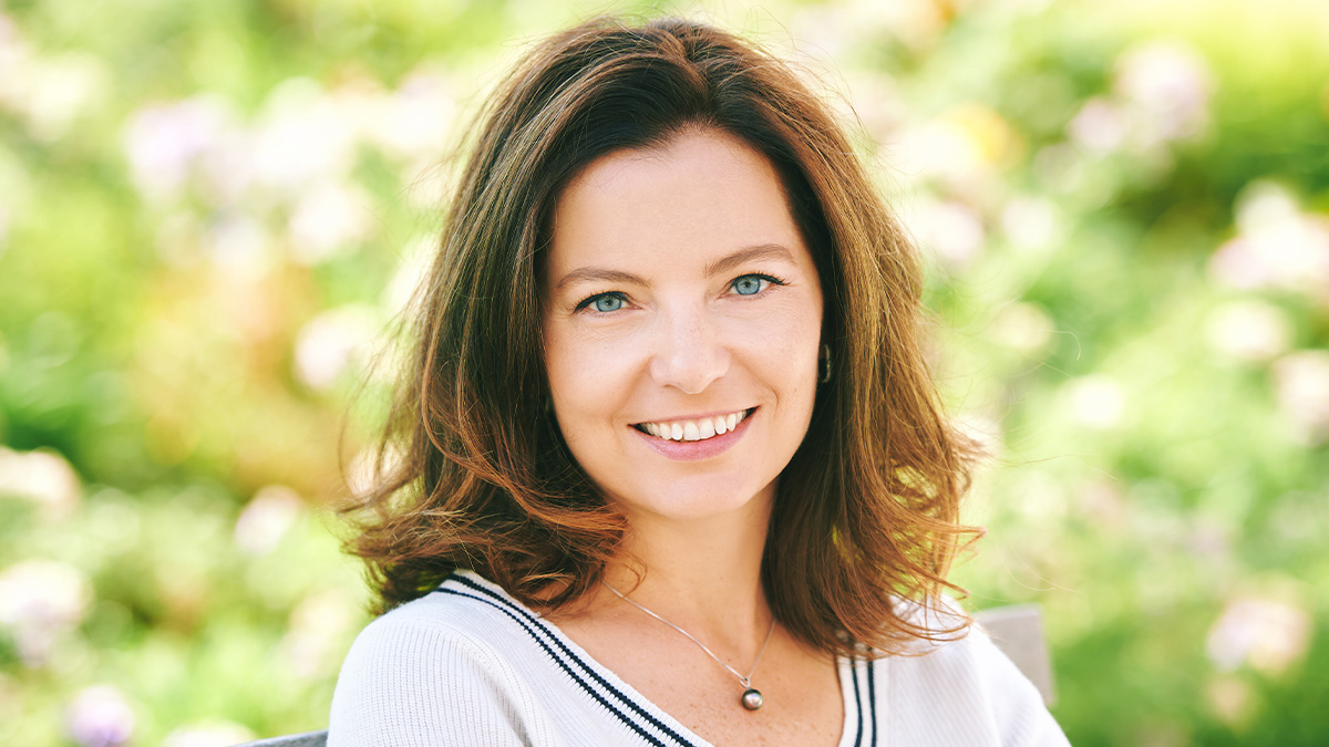 Woman with thick hair after using one of the best scalp serums