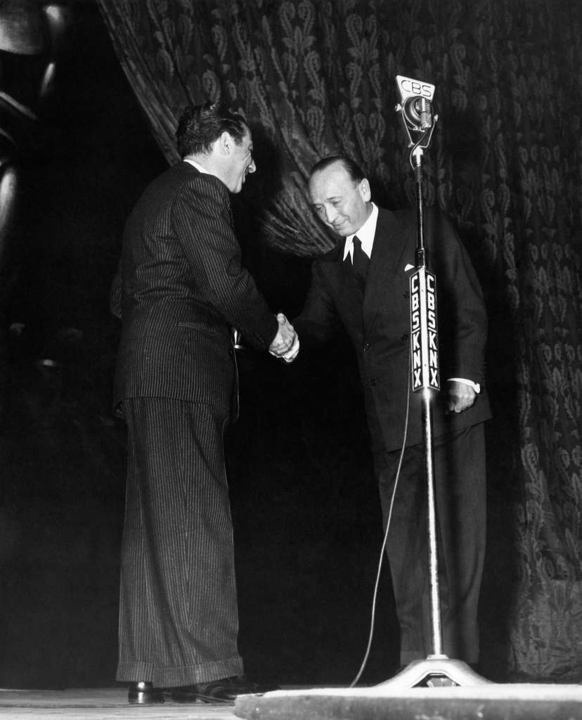 Director Michael Curtiz (right) receives Oscar for directing CASABLANCA, 1943