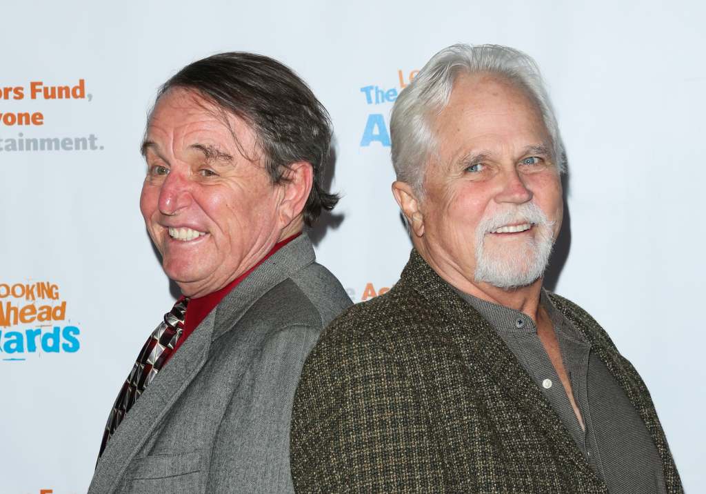 Actors Jerry Mathers (L) and Tony Dow (R) attend the The Actors Fund's 2015 Looking Ahead Awards at Taglyan Cultural Complex on December 3, 2015 in Hollywood, California. 