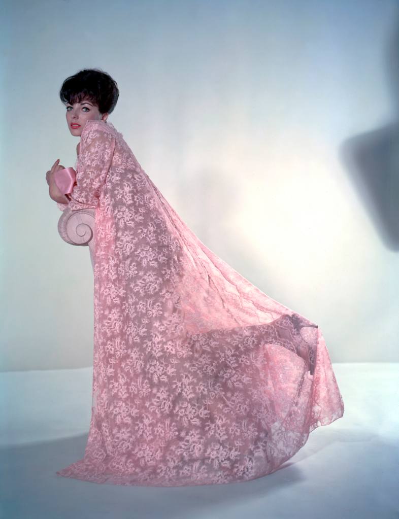 Joan Collins in pink lace in the '50s