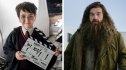 Left: Dominic McLaughlin as Harry Potter; Right: Nick Frost as Rubeus Hagrid