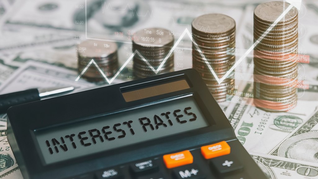 A calculator showing interest rates for student loans