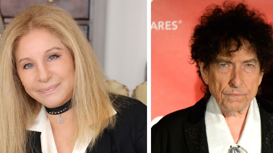 Left: Barbra Streisand in 2023; Right: Bob Dylan in 2015