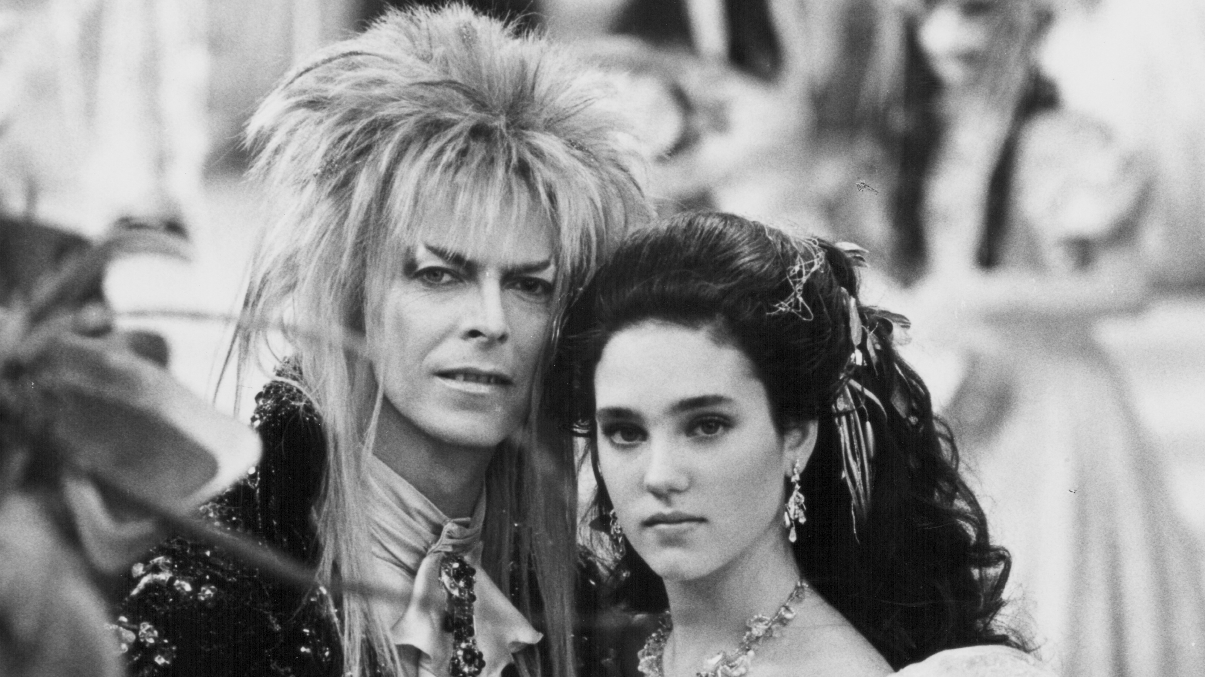 David Bowie and Jennifer Connelly on the set of 'Labyrinth'