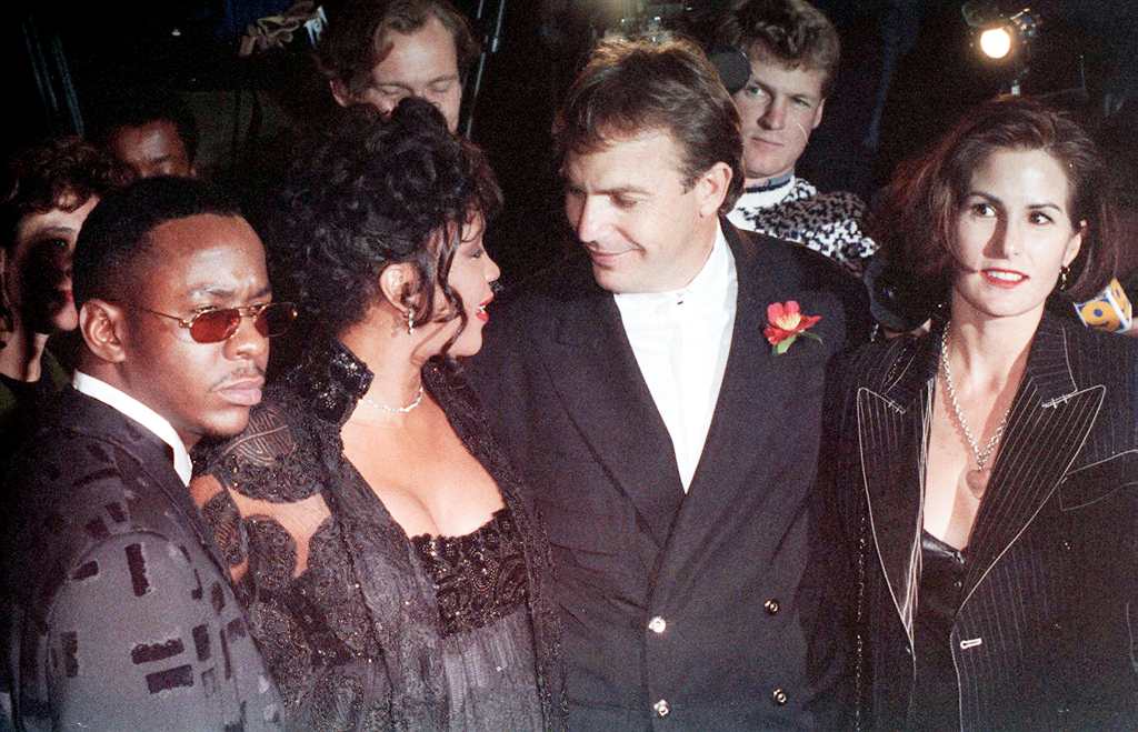 Bobby Brown, Whitney Houston, Kevin Costner and Cindy Costner, 1992