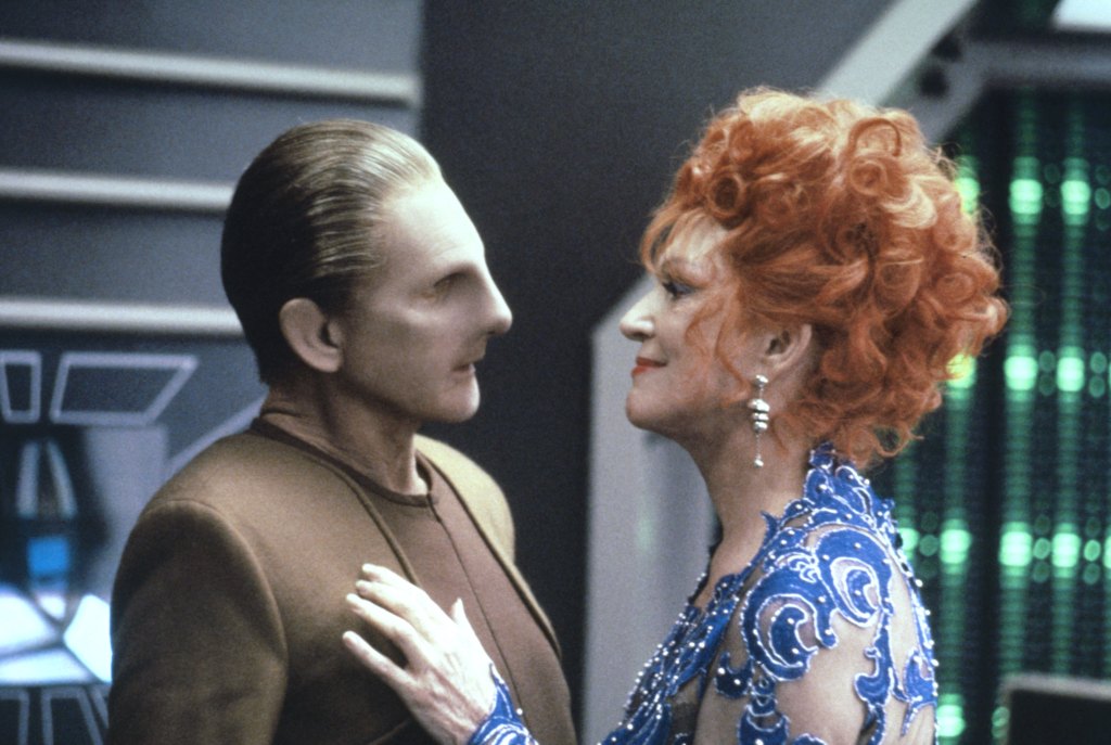 STAR TREK: DEEP SPACE NINE, from left: Rene Auberjonois, Majel Barrett