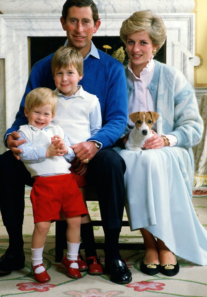 Princess Diana and Prince Charles pose for a portrait with William and Harry in 1986