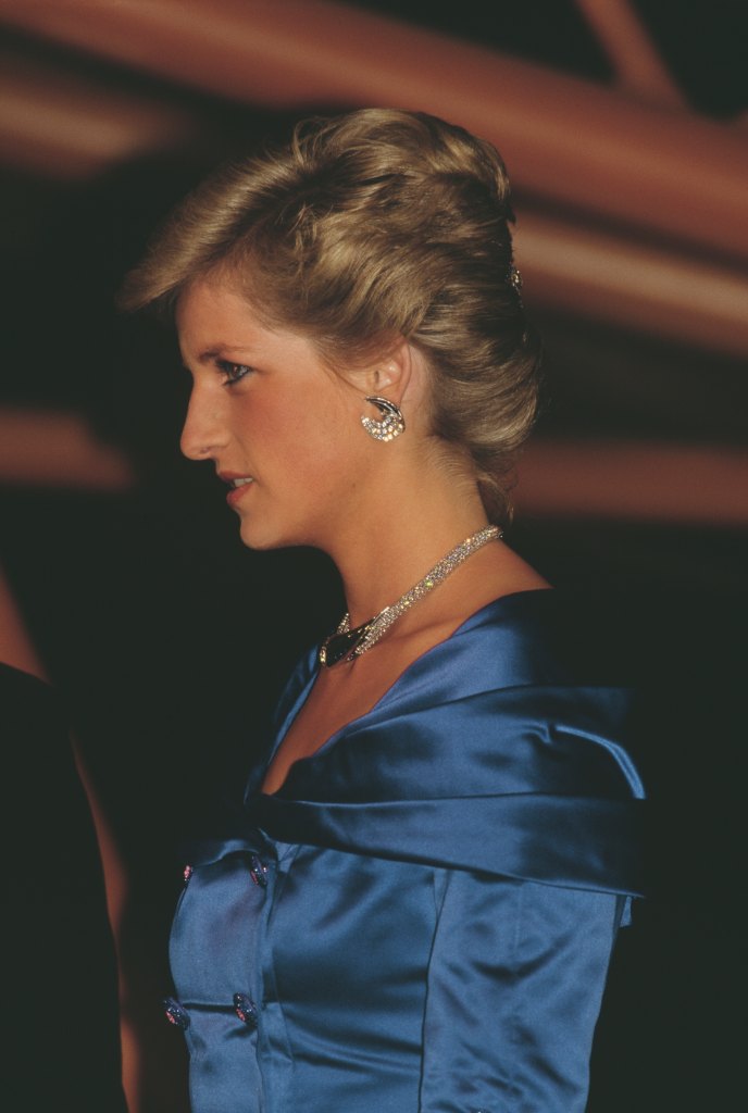 Princess Diana with her hair in a French twist in 1988