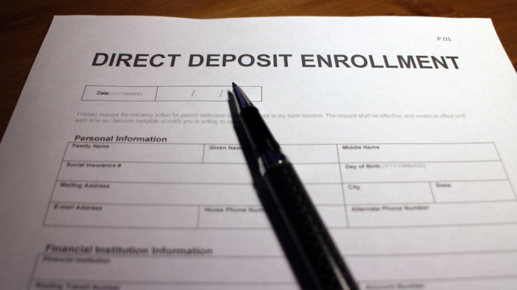 A direct deposit enrollment form