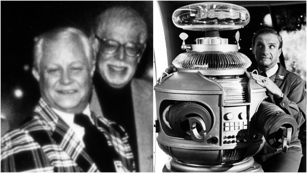 L-R: Bob May and Dick Tufeld; The Robot and Jonathan Harris