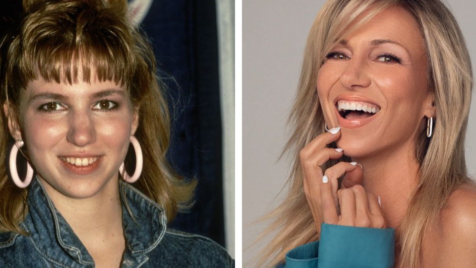 Left: Debbie Gibson in 1988; Right: Debbie Gibson in 2025