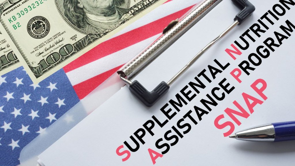 SNAP Supplemental Nutrition Assistance Program is shown using the text. SNAP provides food benefits to low-income families