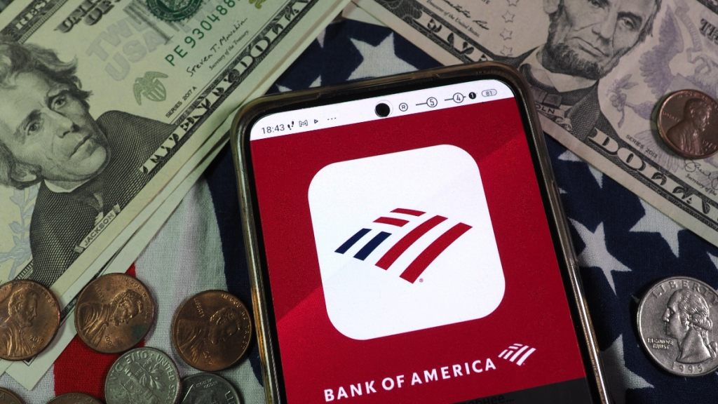 A phone accessing Bank of America