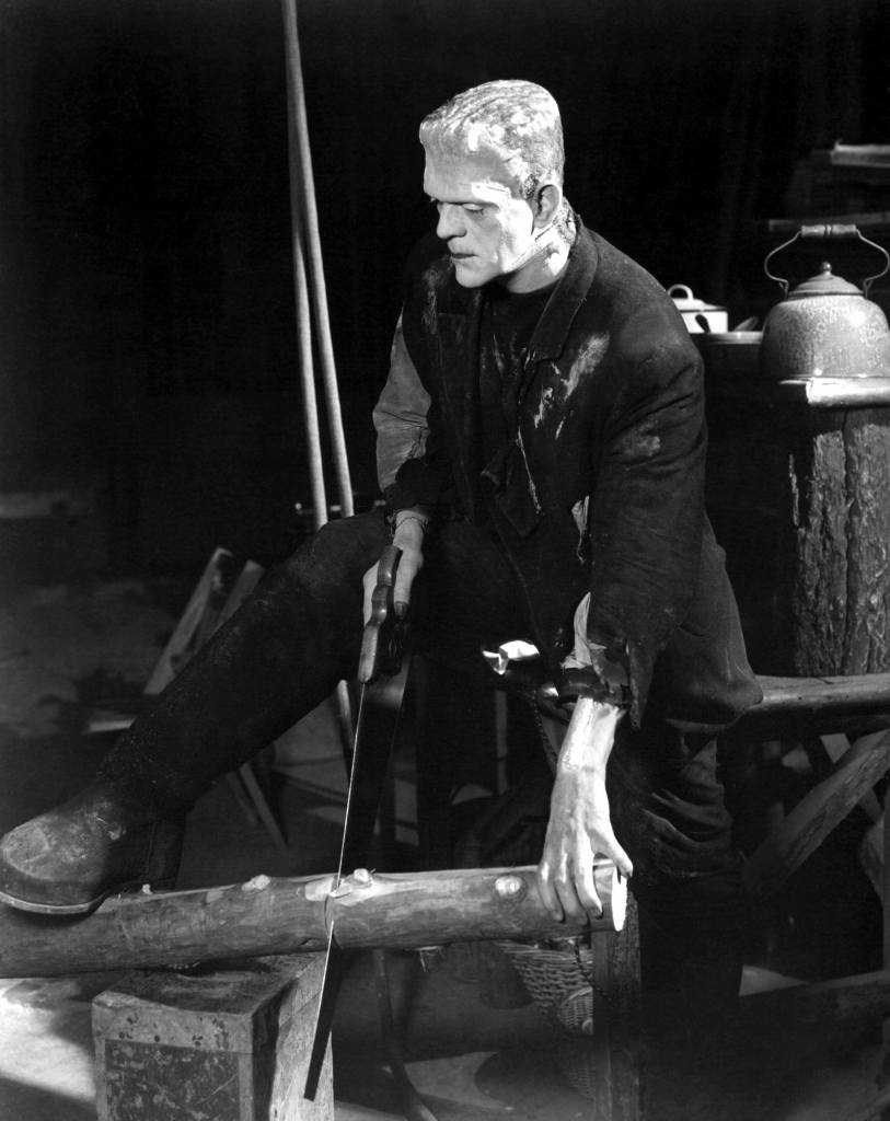 BRIDE OF FRANKENSTEIN, Boris Karloff, on set, 1935
