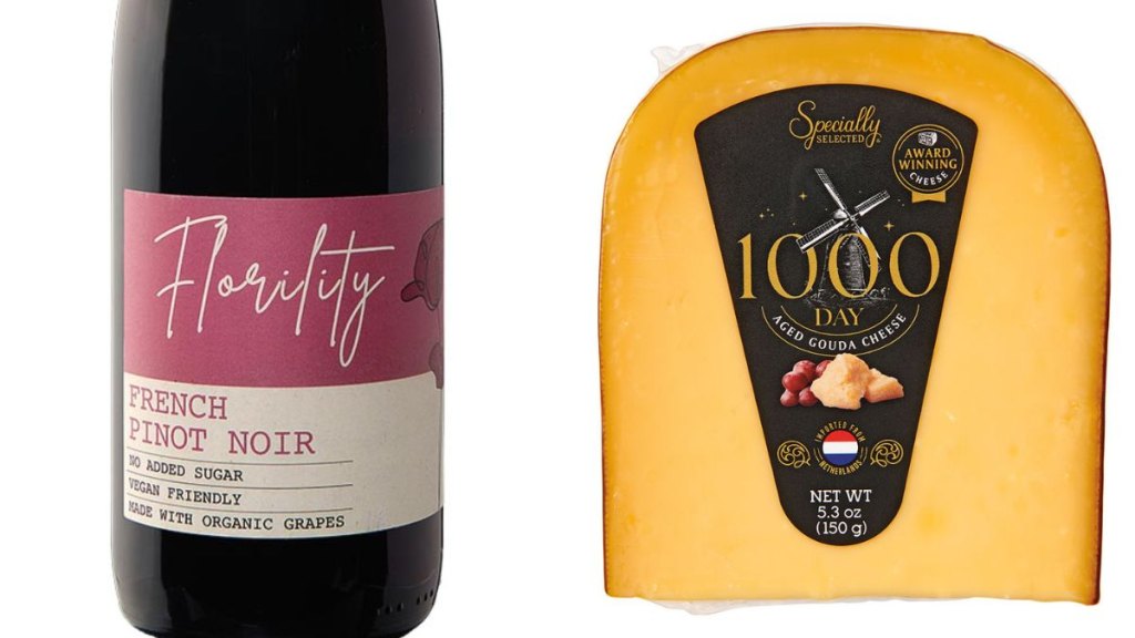 Florility Organic Pinot Noir and Specially Selected 1000 Day Gouda