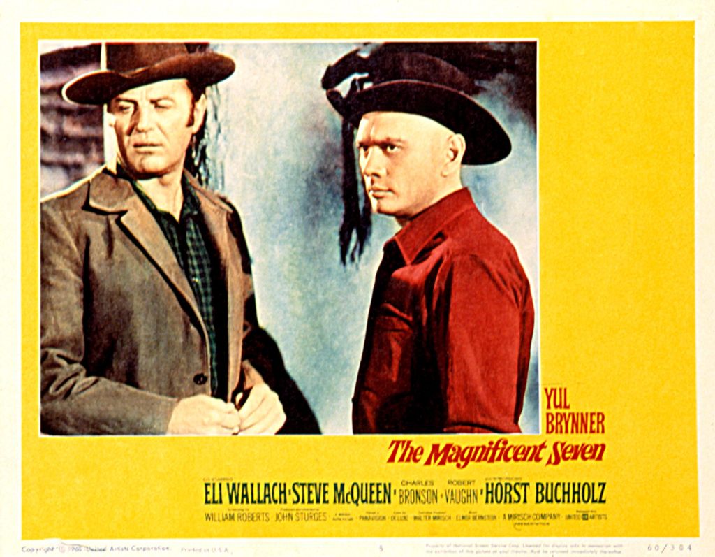 The Magnificent Seven, lobbycard, Brad Dexter, Steve McQueen, 1960. 