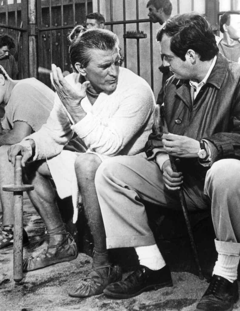 Kirk Douglas with director Stanley Kubrick on the set of his movie Spartacus. 