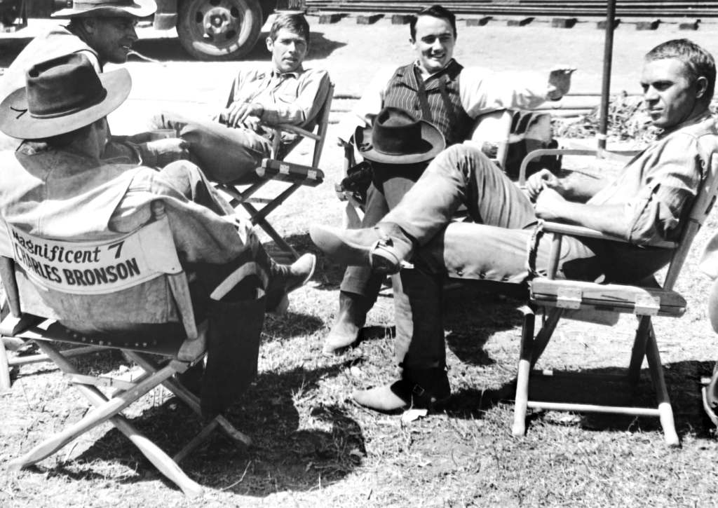 THE MAGNIFICENT SEVEN, from left, Charles Bronson, Yul Brynner, Robert Vaughn, Steve McQueen, 1960