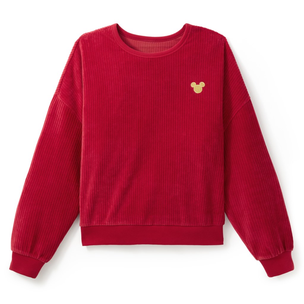 Mickey Mouse Icon Corduroy Pullover Sweatshirt for Women – Red