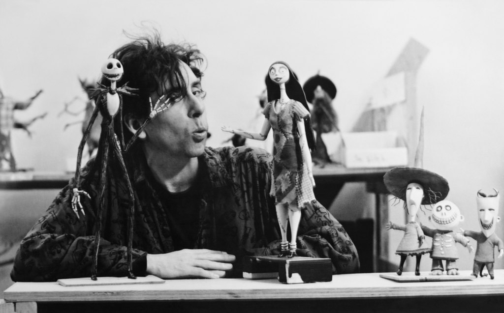 Tim Burton with Nightmare Before Christmas puppets
