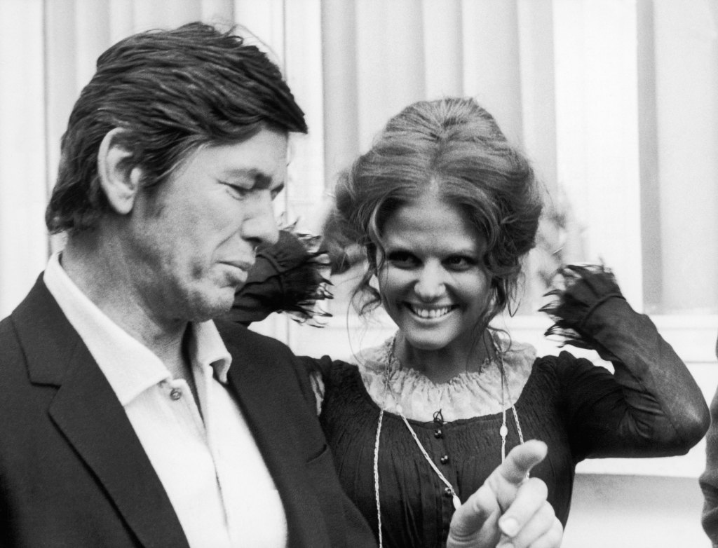 Charles Bronson and Claudia Cardinale behind the scenes of Once Upon a Time in the West