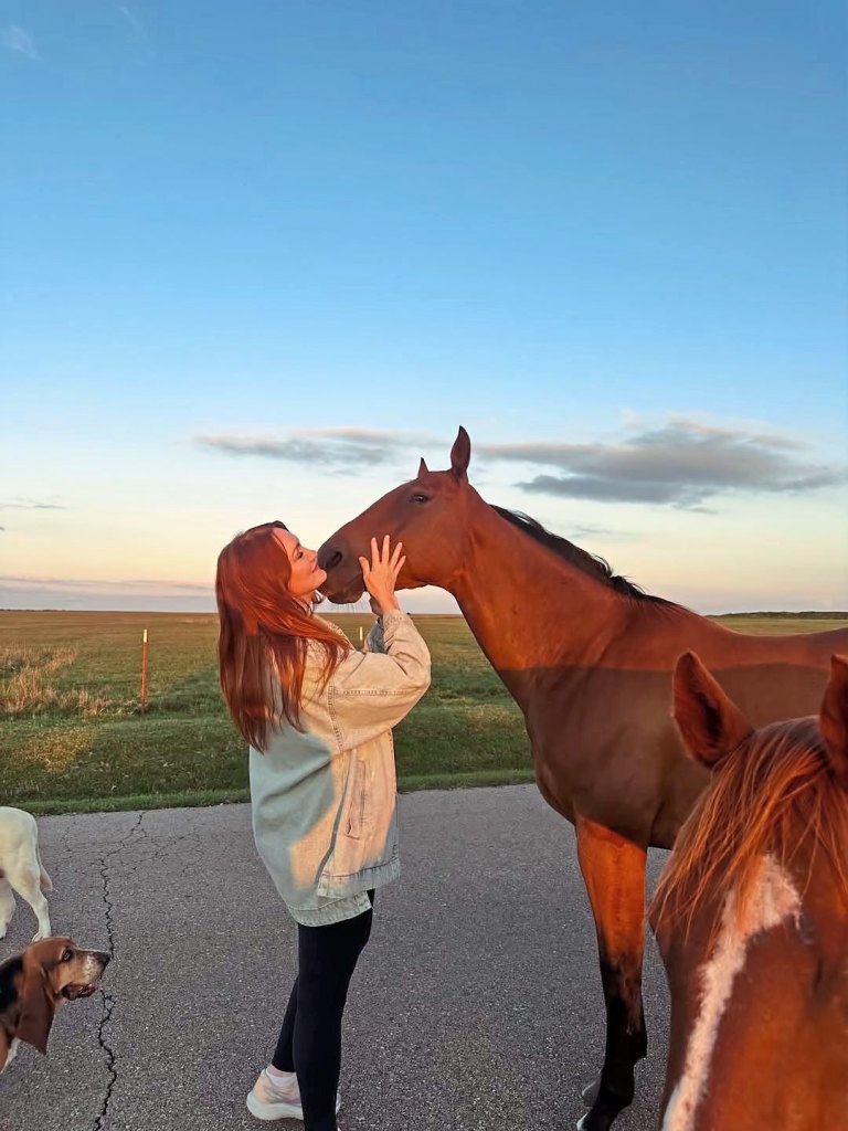 Ree Drummond with one of her horses