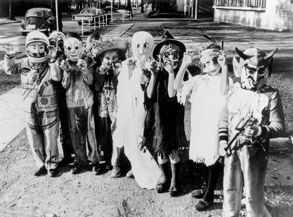 Children show off their Halloween costumes in 1966