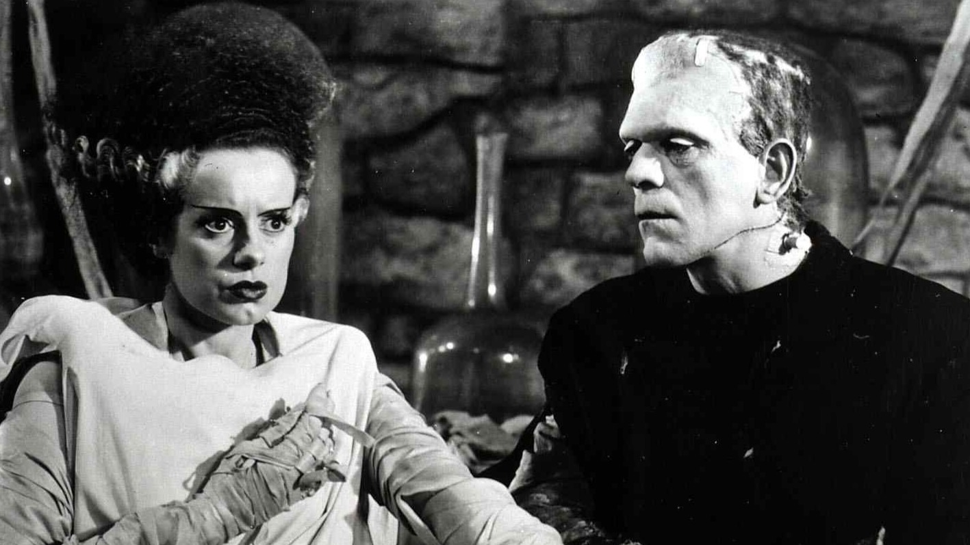 Elsa Lanchester and Boris Karloff in The Bride of Frankenstein (1935)