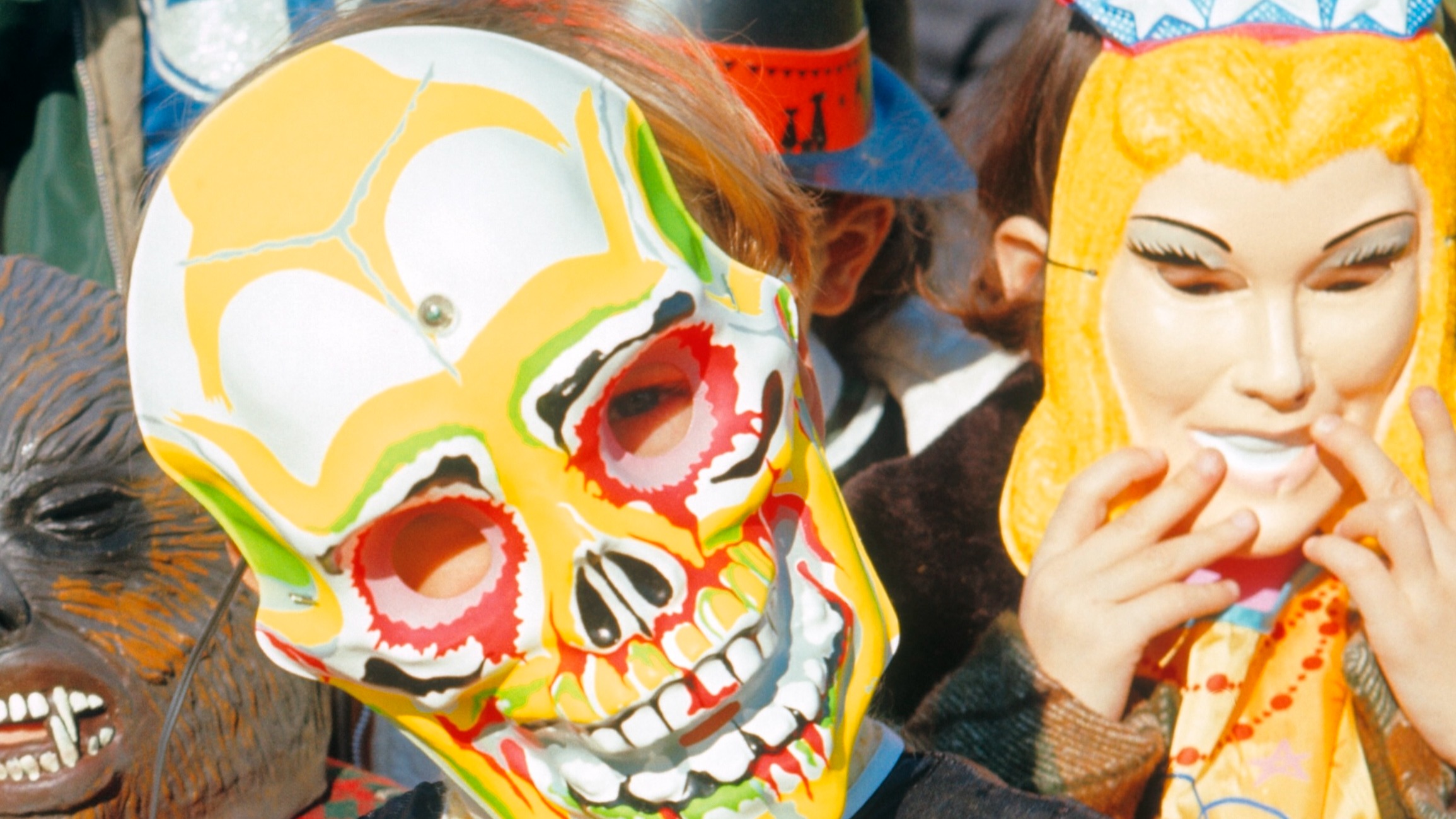 Children in Halloween costumes in the '70s