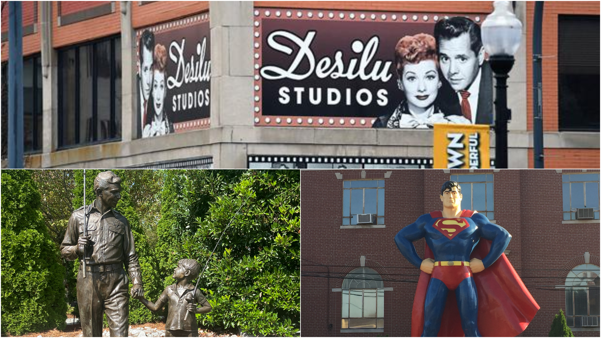 Clockwise from top: Lucille Ball-Desi Arnaz Museum, Super Museum, Andy Griffith Museum