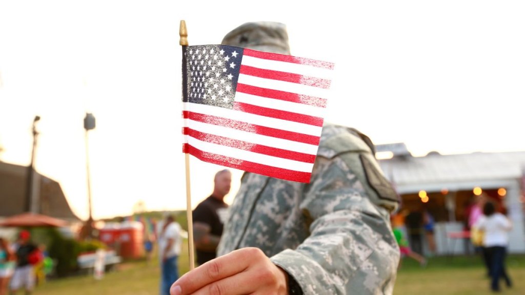 Veteran American Flag, Military Uniform, Freedom Concept: Fourth of July or Veteran's Da