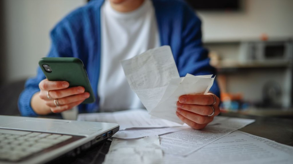 women with bank statement