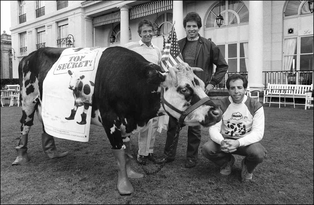 Jim Abrahams, David Zucker and Jerry Zucker promote Top Secret! in 1984