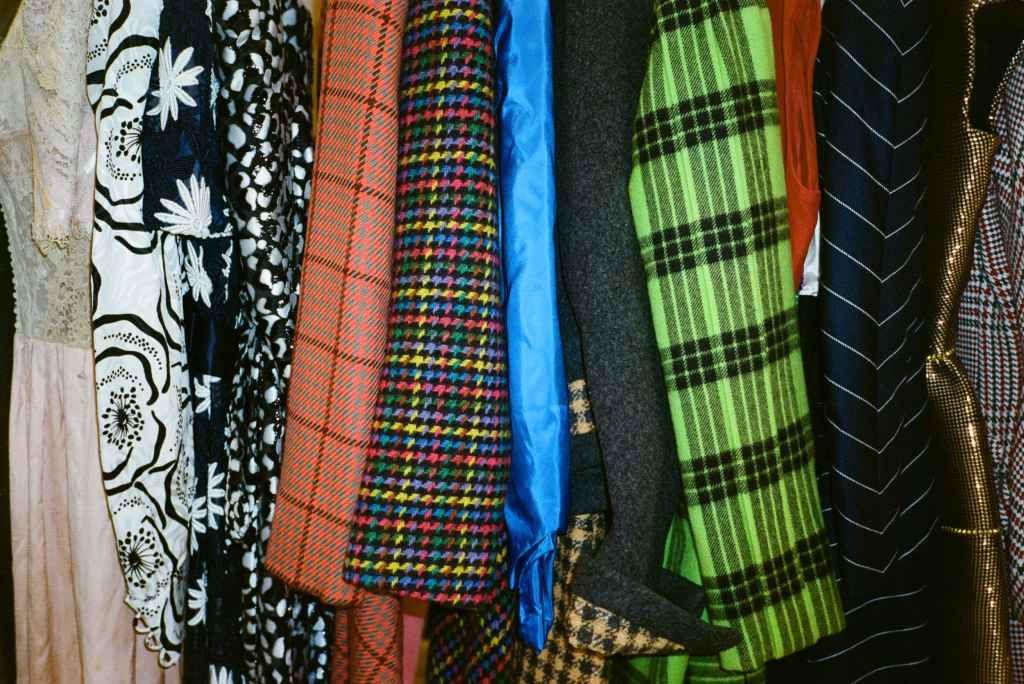 A close-up on the many colorful pieces in Mary Tyler Moore's closet