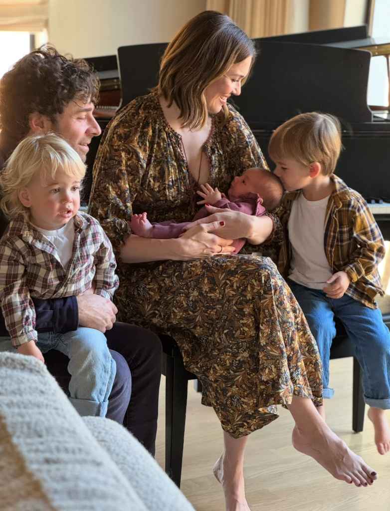Mandy Moore with her husband, Taylor, and her children