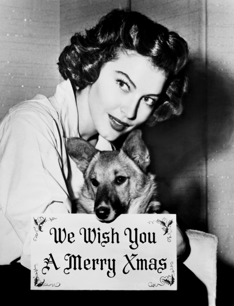 ava gardner and her dog at christmas